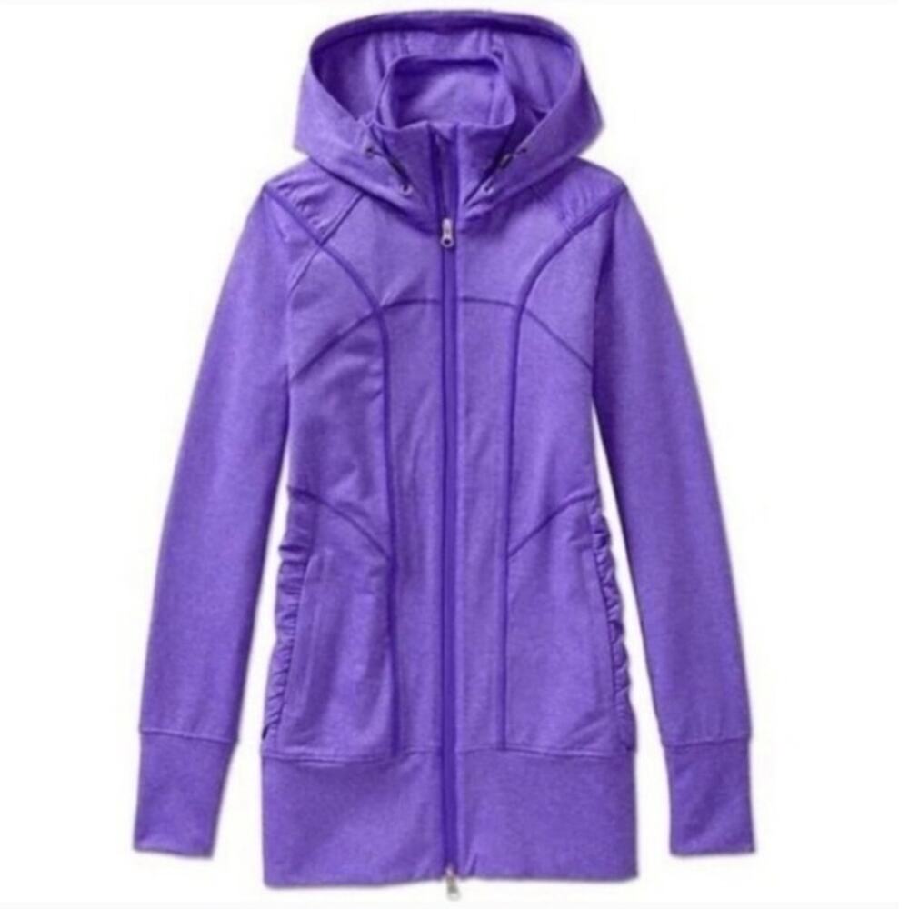 Athleta full 2way zip‎ purple Rishi athletic hooded jacket woman's size small